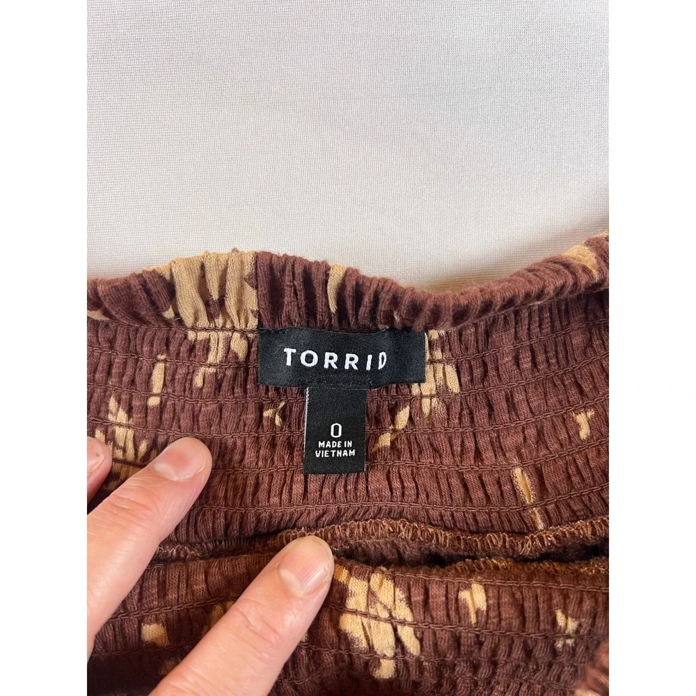 Torrid Womens‎ Mini Skirt Tiered Smocked Celestial Palm Tree Brown Size 0